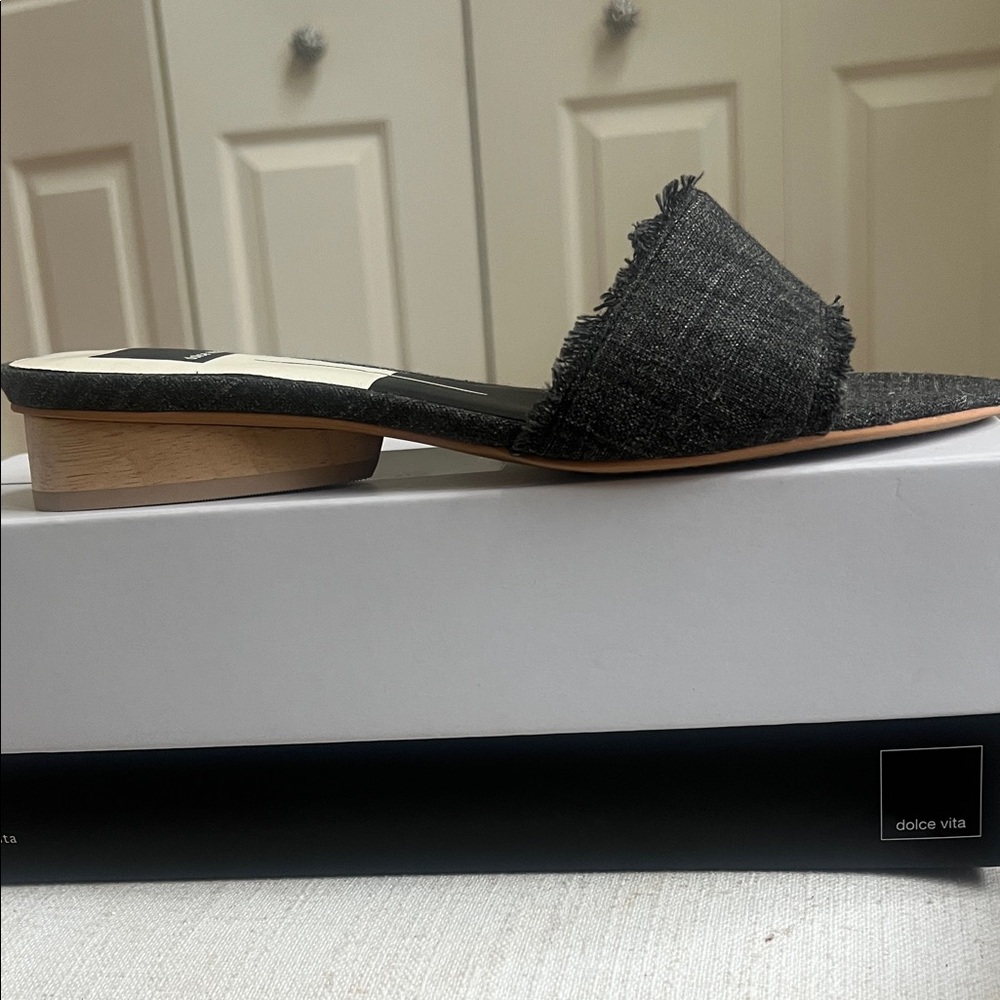 NWT Dolce Vita Dark Denim Frayed Mules